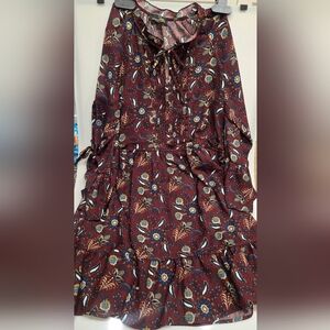 Suzanne Betro Maroon Floral Long Sleeve Dress